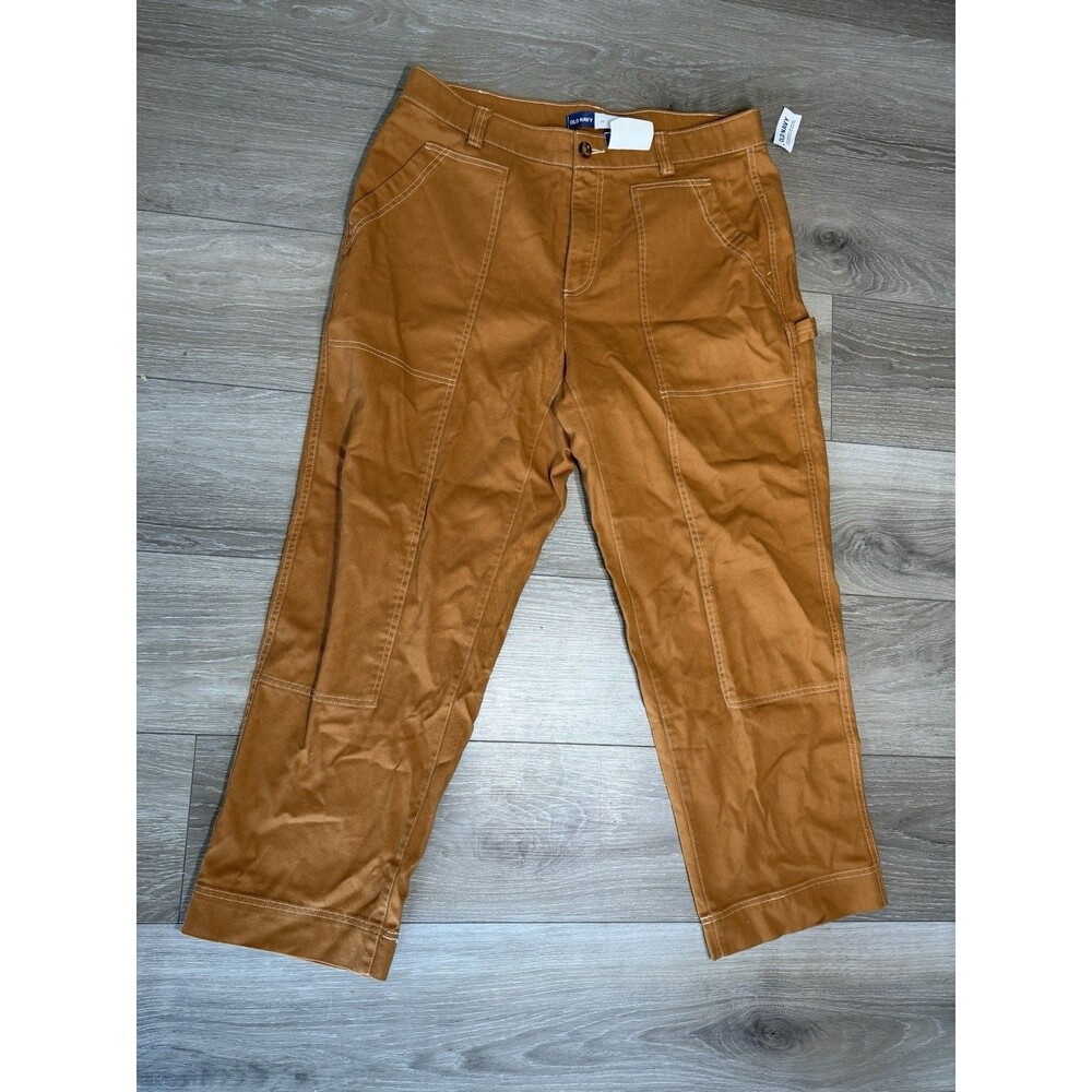 Old Navy Woman`s Utility Pants Brown Straight Leg High Rise SZ 16 NWT